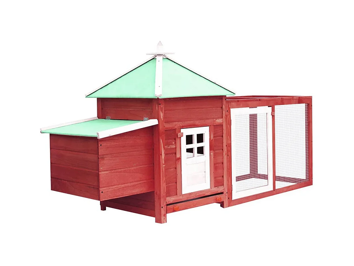 Poulailler avec nichoir Rouge 190x72x102cm Bois de sapin massif