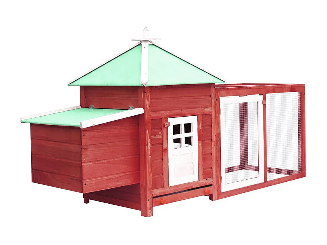 Poulailler avec nichoir Rouge 190x72x102cm Bois de sapin massif