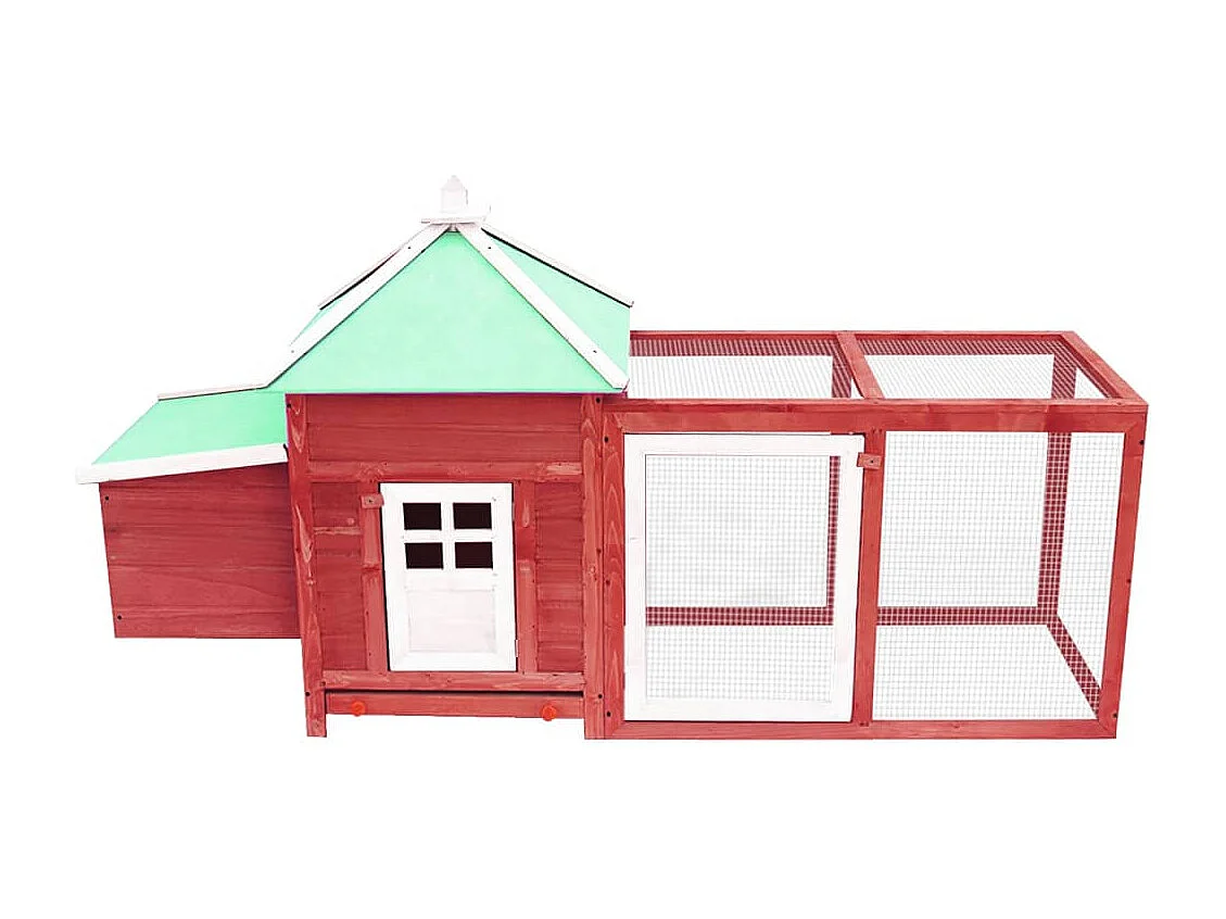 Poulailler avec nichoir Rouge 190x72x102cm Bois de sapin massif