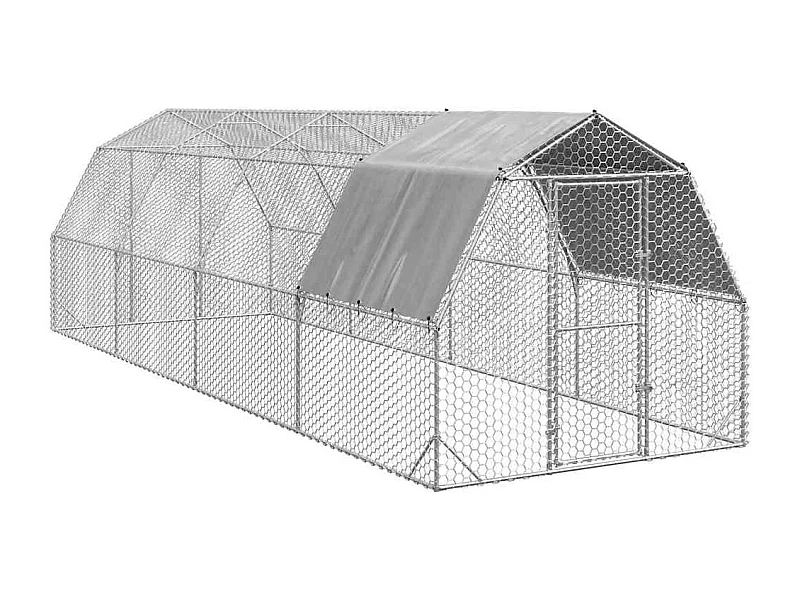 Galinheiro com telhado 2,5x8x2,25 m aço galvanizado