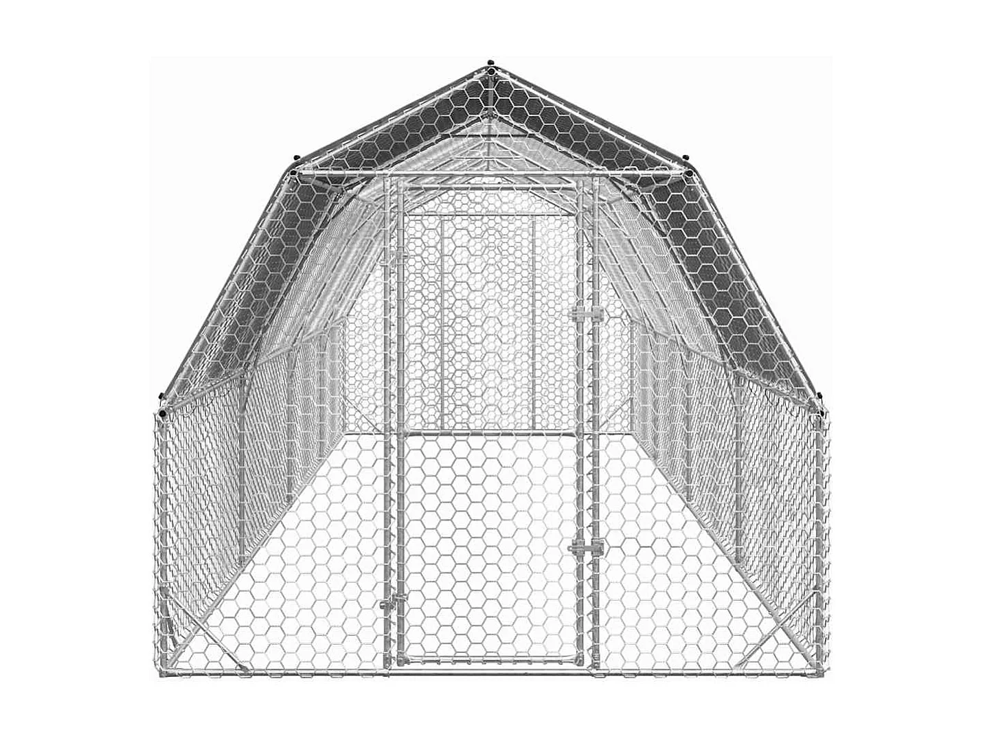 Pollaio con tetto 2,5x8x2,25 m in acciaio zincato
