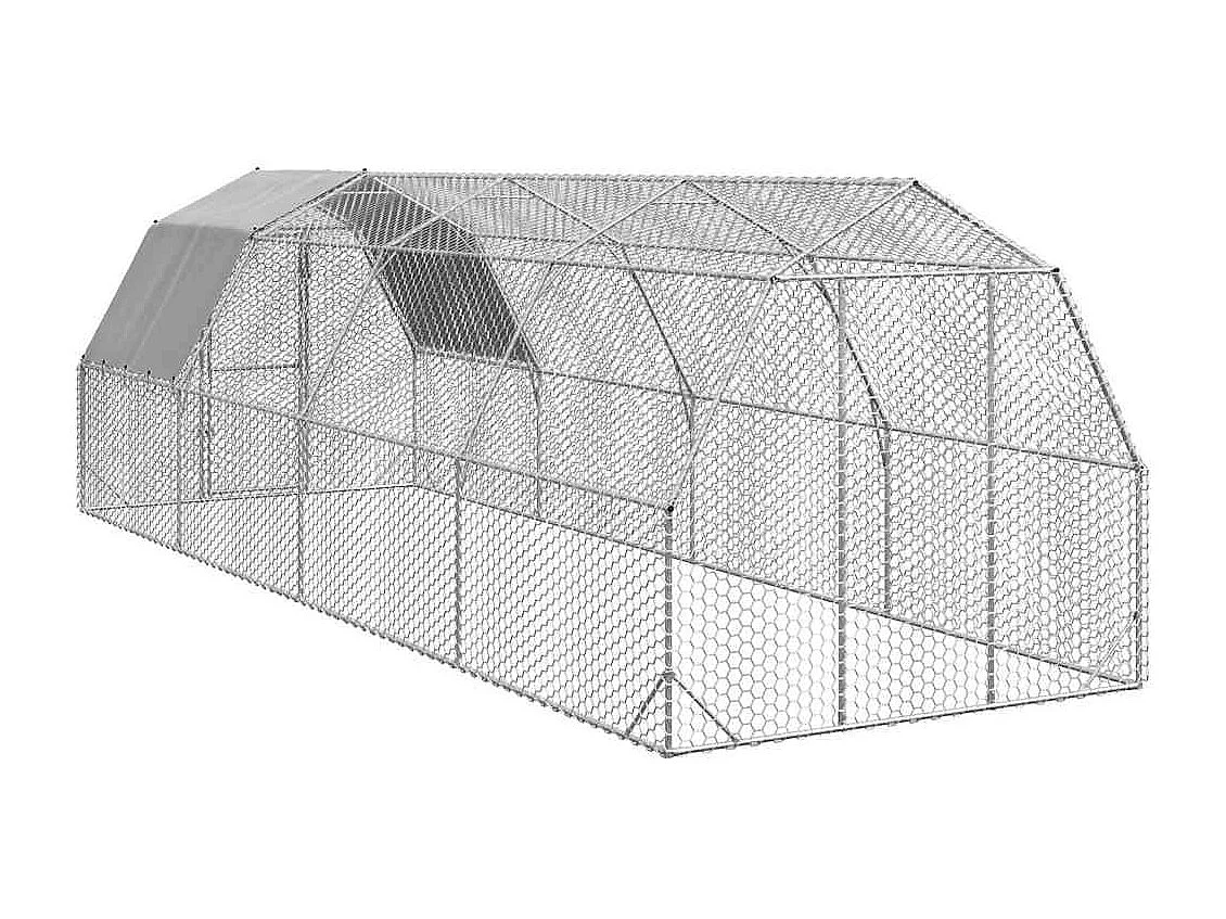 Pollaio con tetto 2,5x8x2,25 m in acciaio zincato