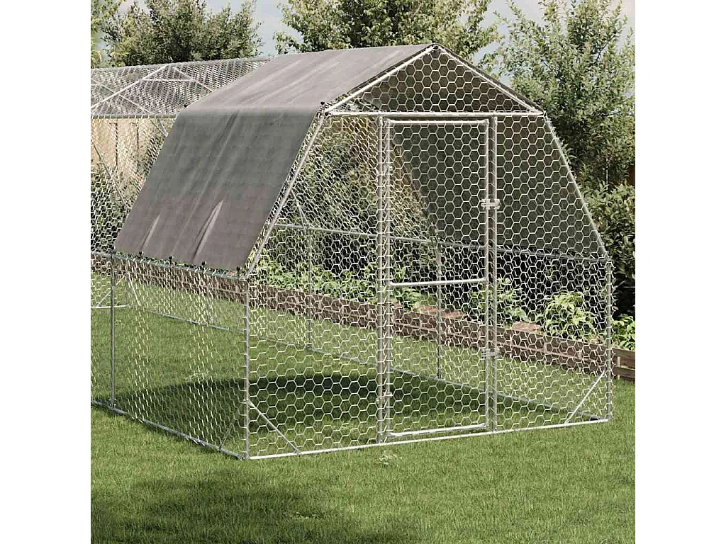 Poulailler avec toit 2,5x8x2,25 m acier galvanisé