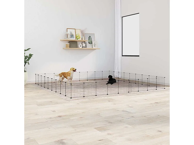 Gaiola para animais de estimação com 36 painéis e porta preta 35x35 cm