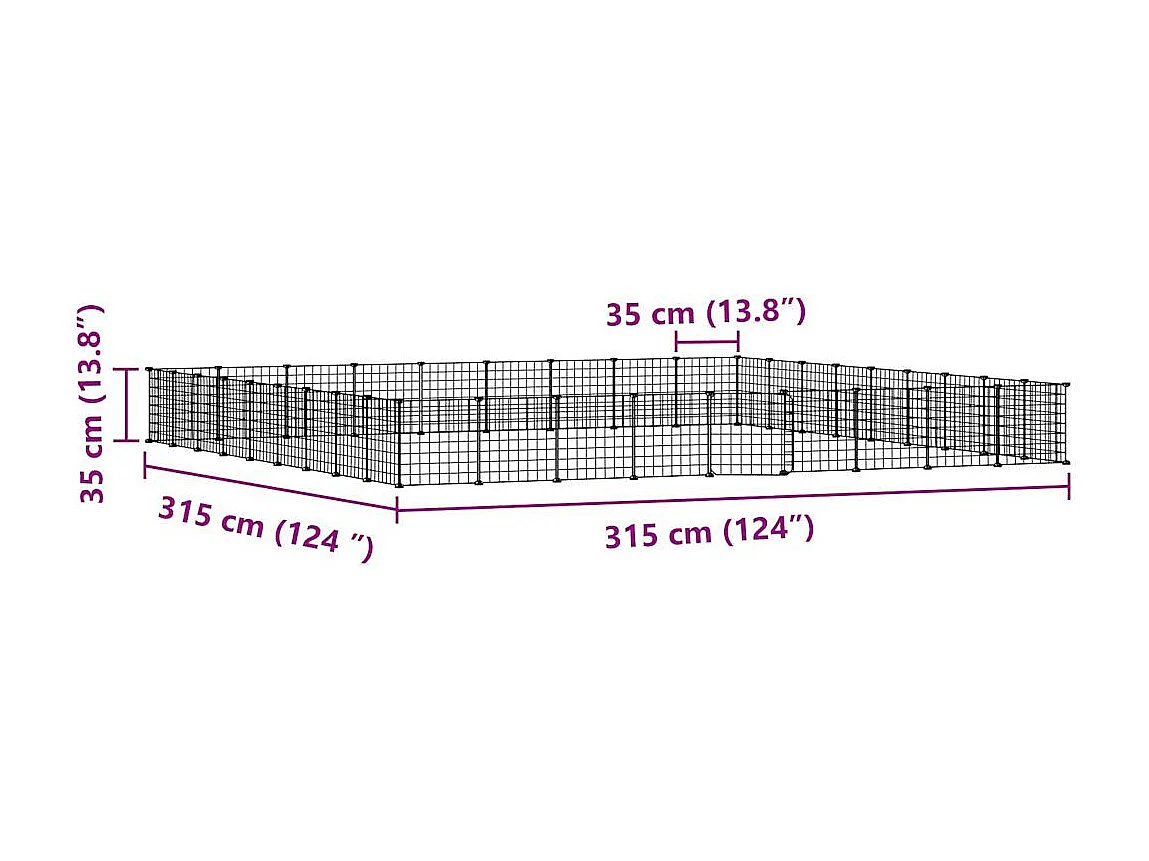 Gaiola para animais de estimação com 36 painéis e porta preta 35x35 cm