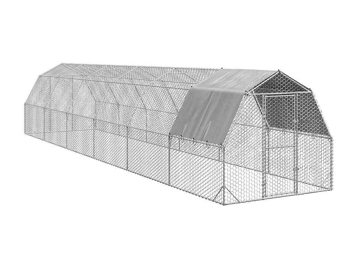 Pollaio con tetto 2,5x12x2,25 m in acciaio zincato