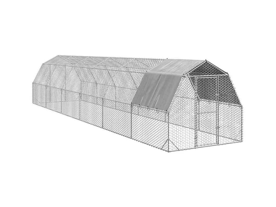 Pollaio con tetto 2,5x12x2,25 m in acciaio zincato