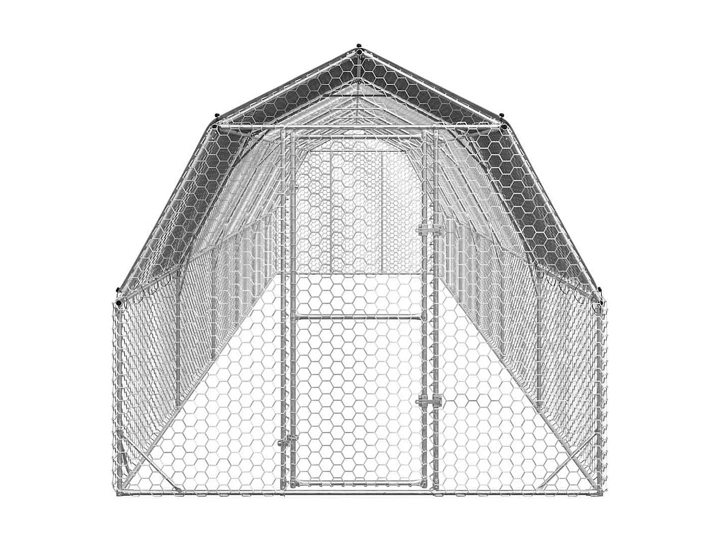 Pollaio con tetto 2,5x12x2,25 m in acciaio zincato