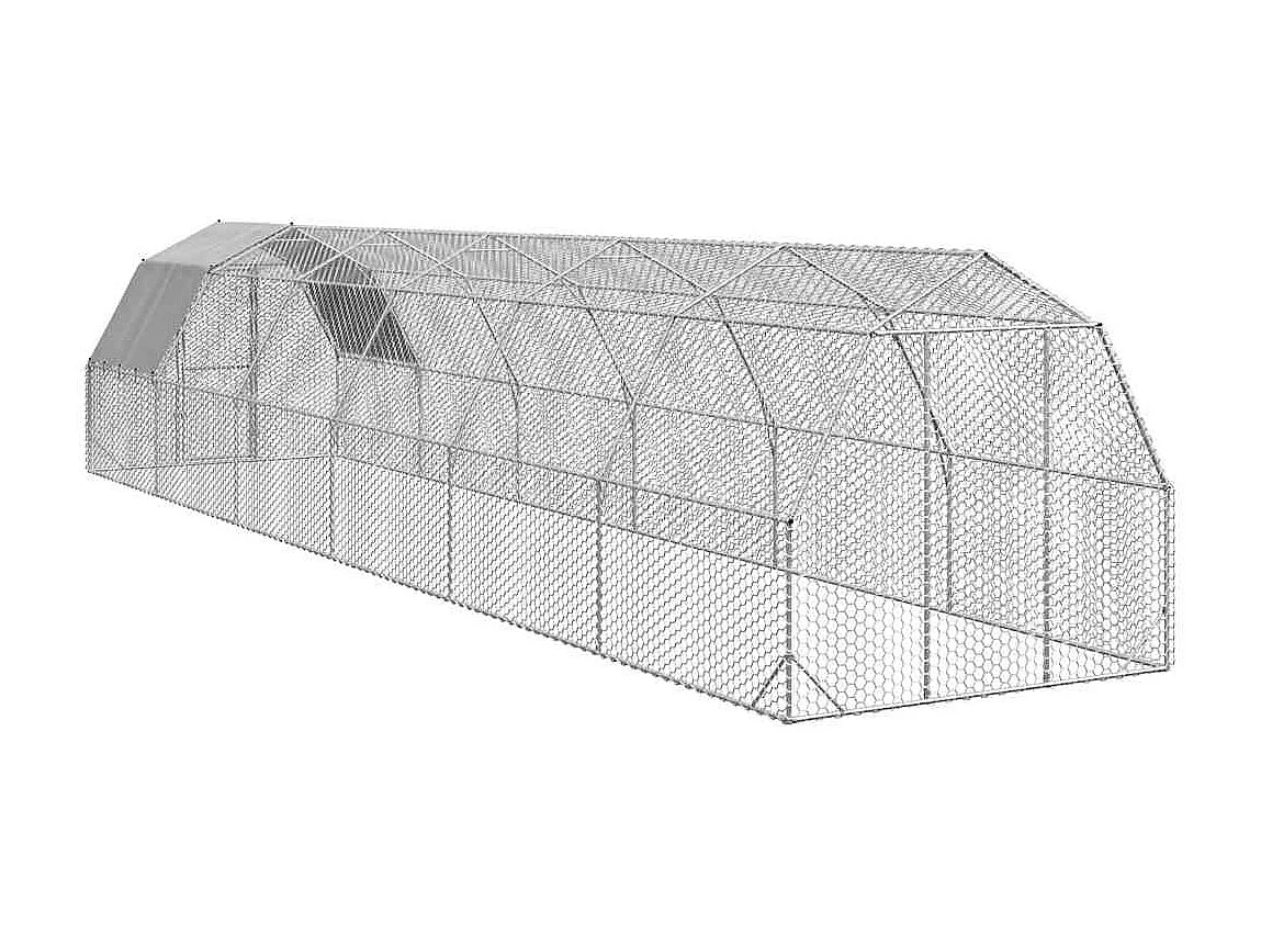 Pollaio con tetto 2,5x12x2,25 m in acciaio zincato