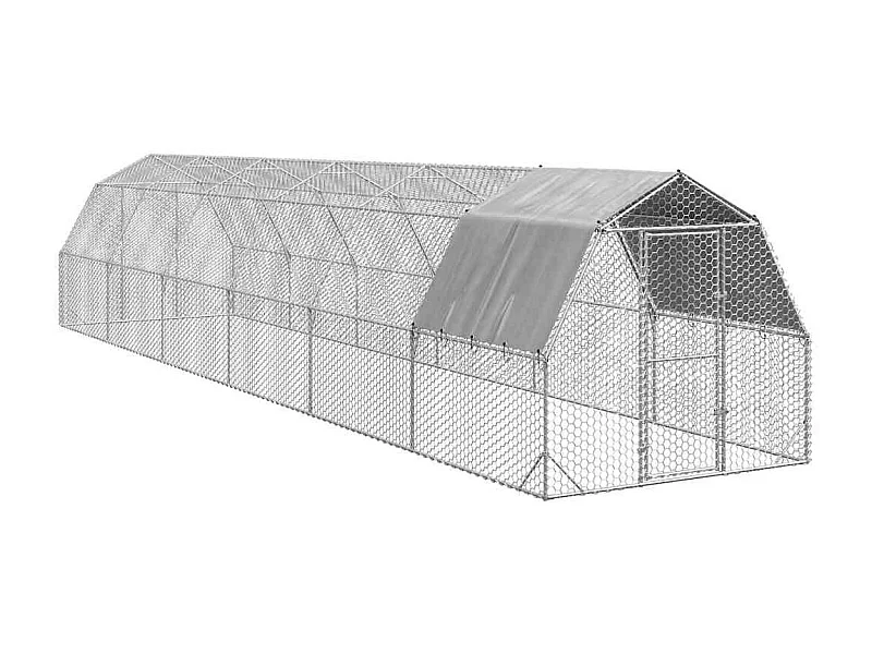 Pollaio con tetto 2,5x12x2,25 m in acciaio zincato