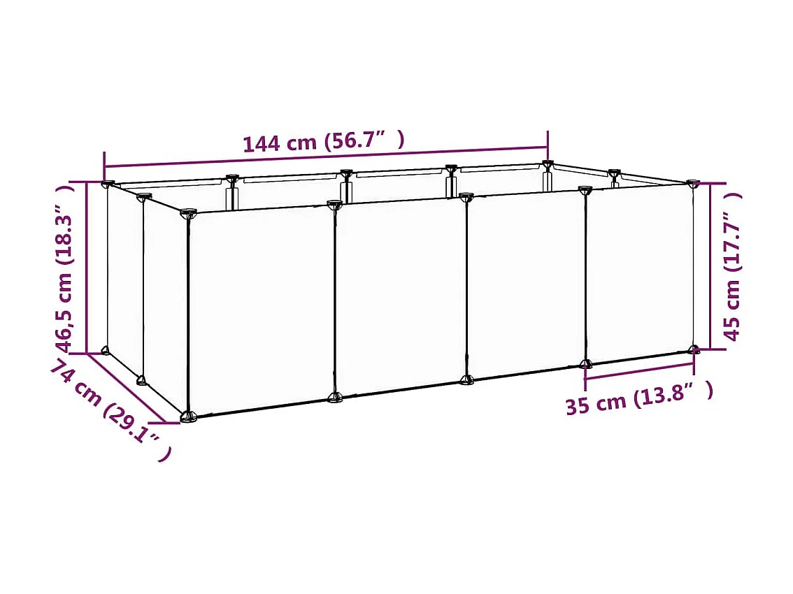 Gaiola para pequenos animais Preto 144x74x46,5 cm PP e Aço