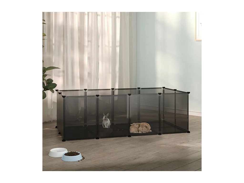 Cage pour petits animaux Noir 144x74x46,5 cm PP et Acier