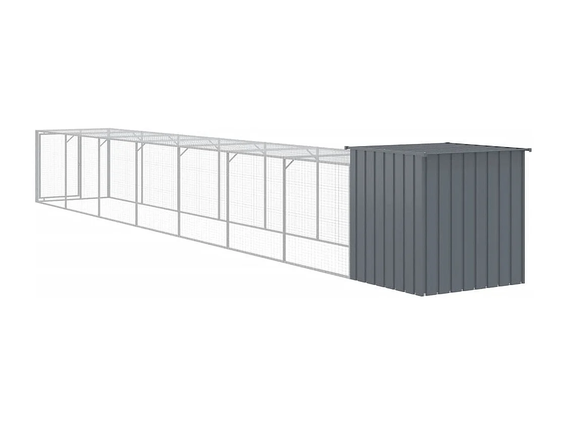 Gallinero con patio antracita 110x813x110 cm acero galvanizado