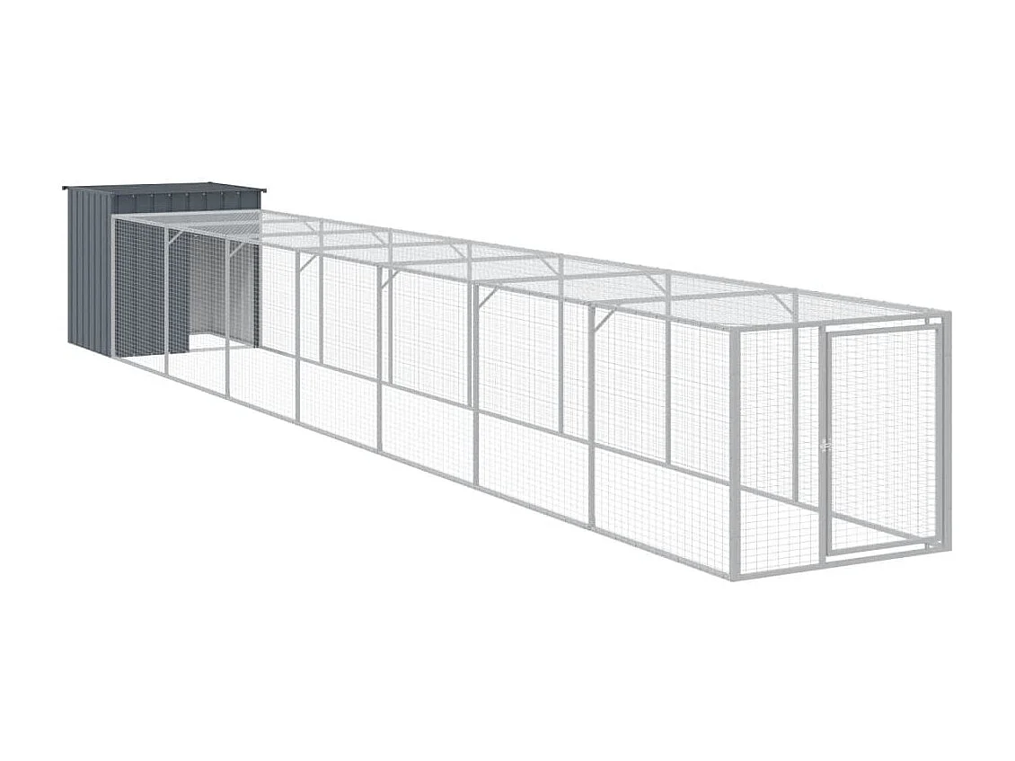 Poulailler avec cour anthracite 110x813x110 cm acier galvanisé