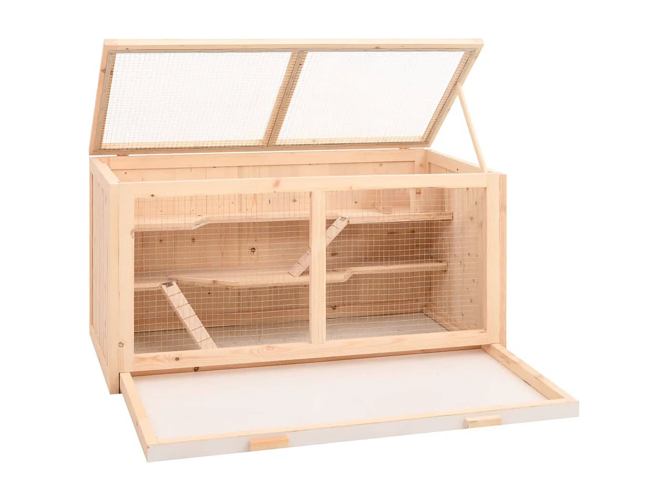 Gaiola para hamster 104x52x54 cm madeira maciça de abeto