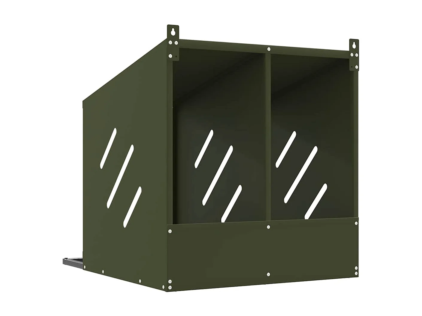 Nichoir à poules avec 2 compartiments vert olive métal