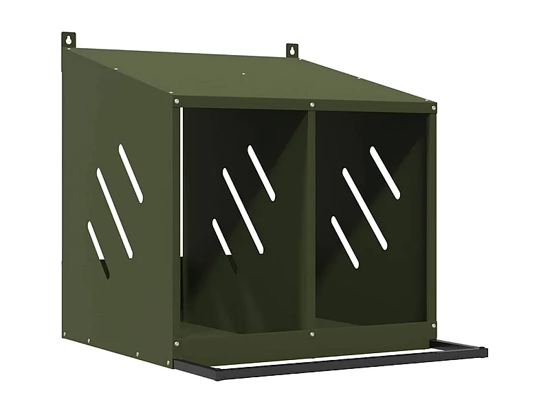 Nichoir à poules avec 2 compartiments vert olive métal