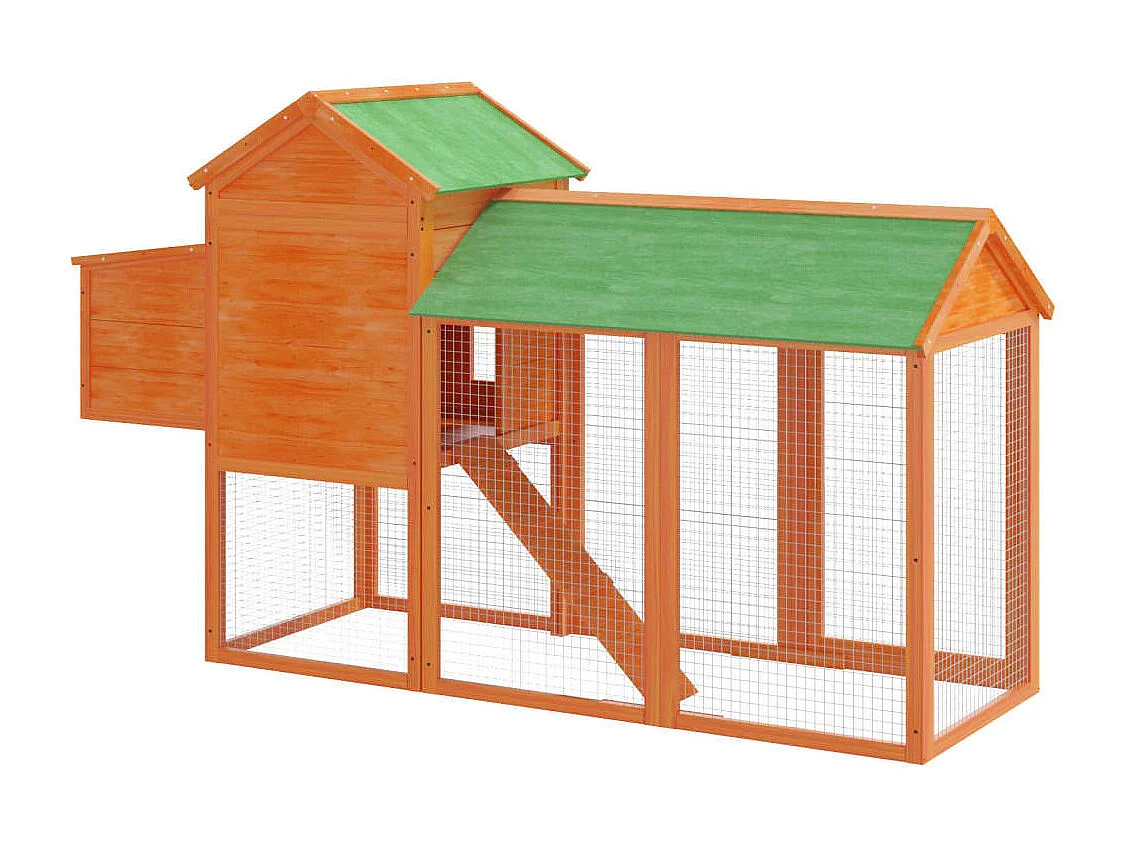 Pollaio marrone 193x65x117 cm in legno massello di pino