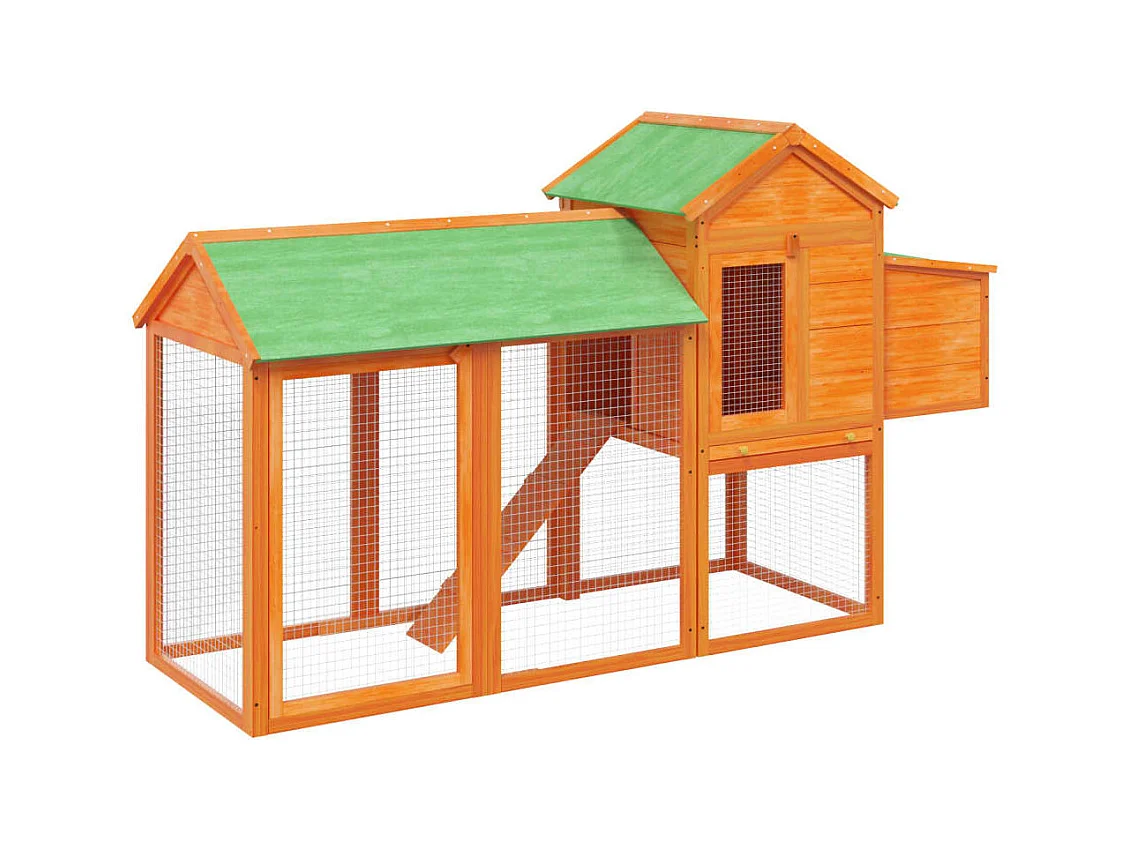 Poulailler marron 193x65x117 cm bois massif de pin