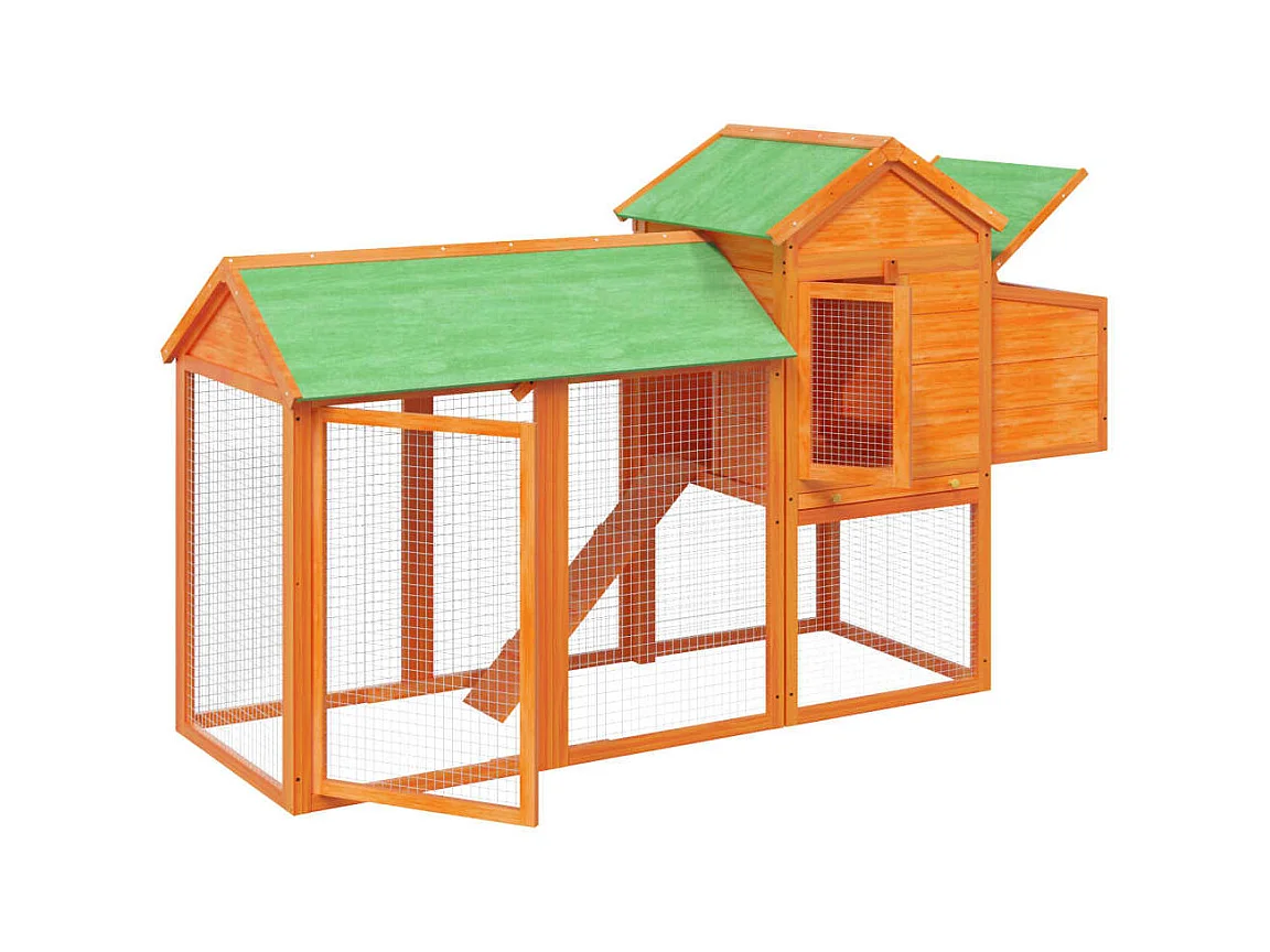 Poulailler marron 193x65x117 cm bois massif de pin