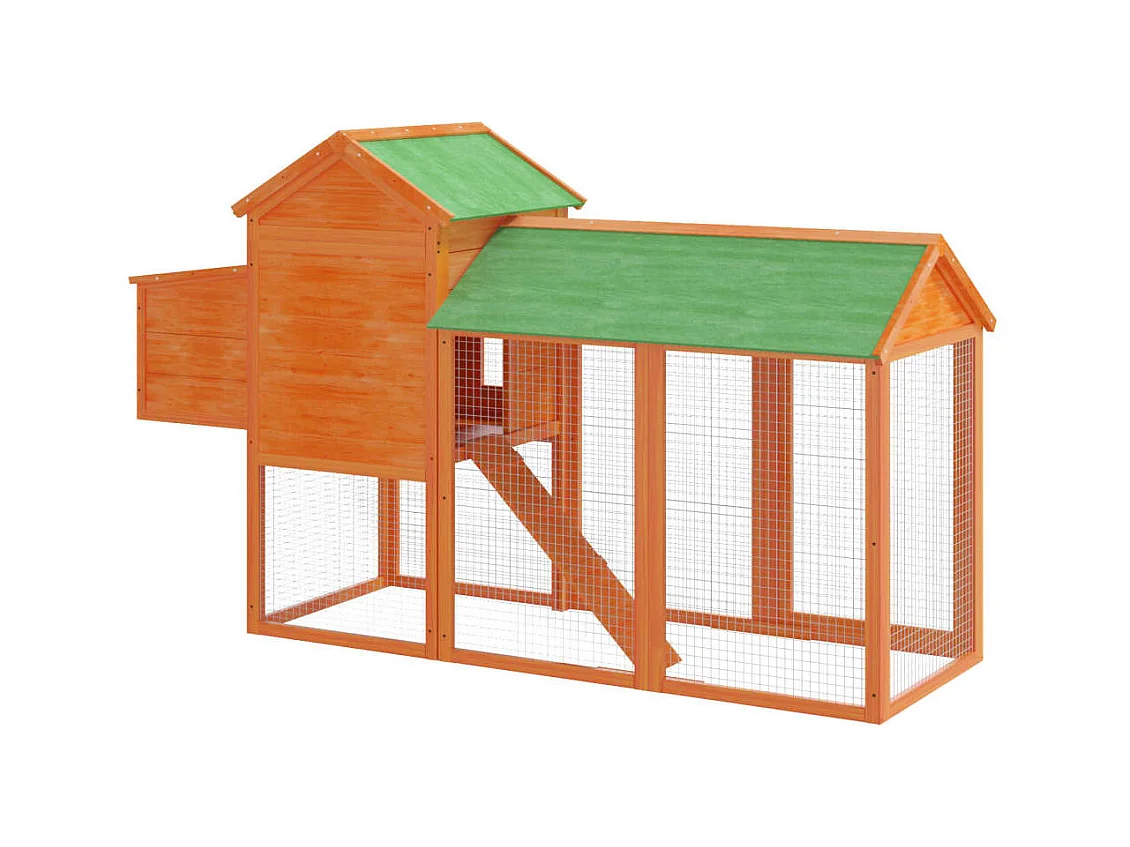 Poulailler marron 193x65x117 cm bois massif de pin