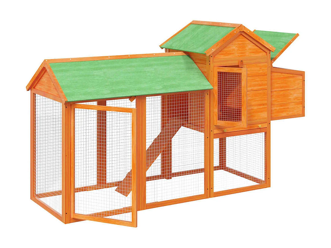 Poulailler marron 193x65x117 cm bois massif de pin