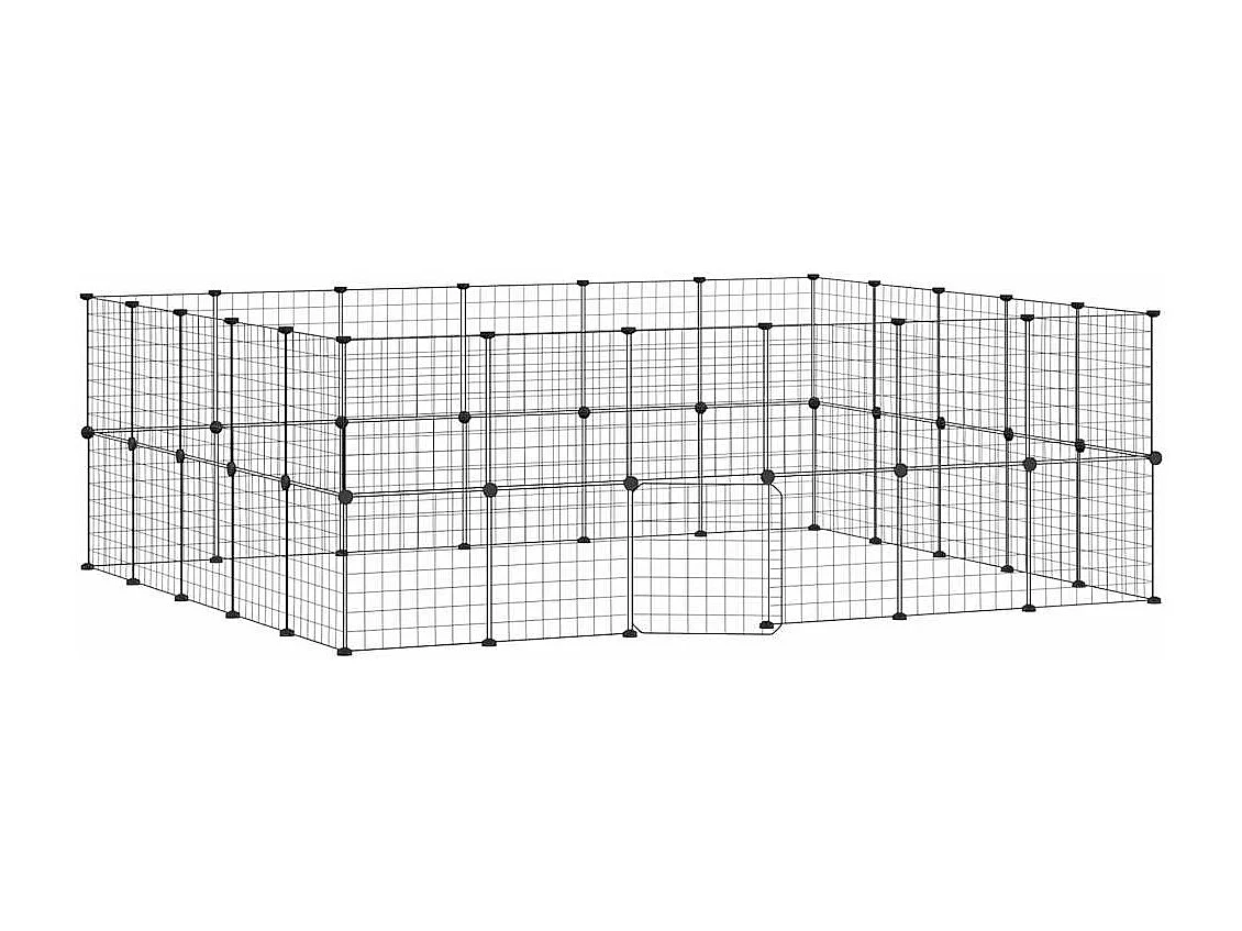 Gaiola para animais de estimação com 44 painéis e porta preta 35x35 cm