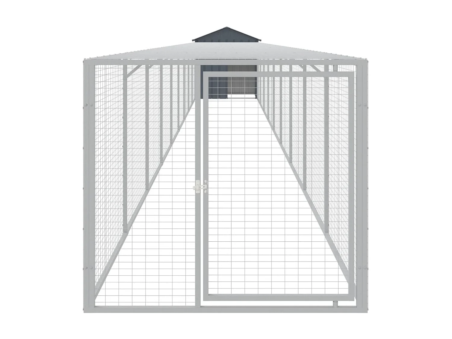 Gallinero con patio antracita 117x1017x123 cm acero galvanizado