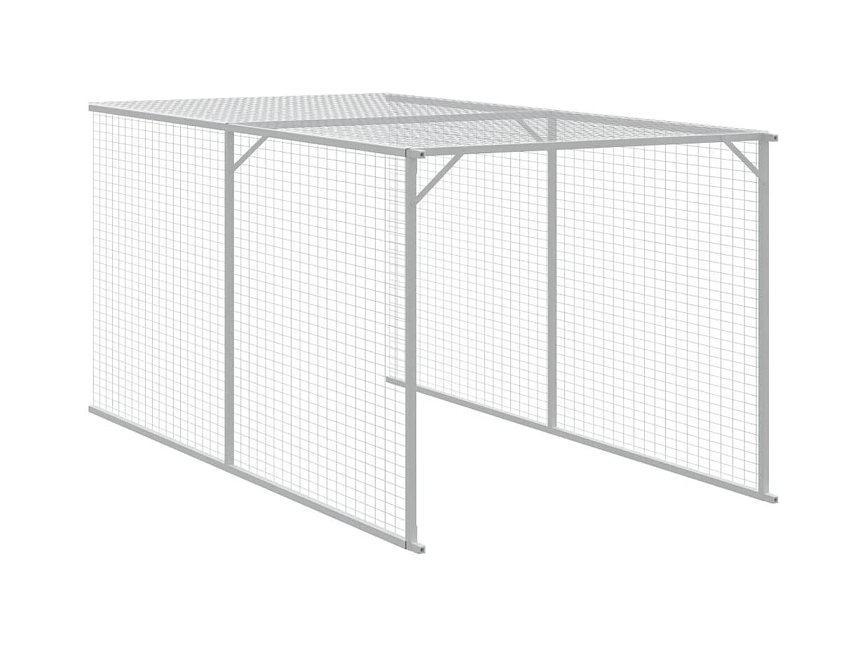 Gallinero con patio antracita 117x1017x123 cm acero galvanizado