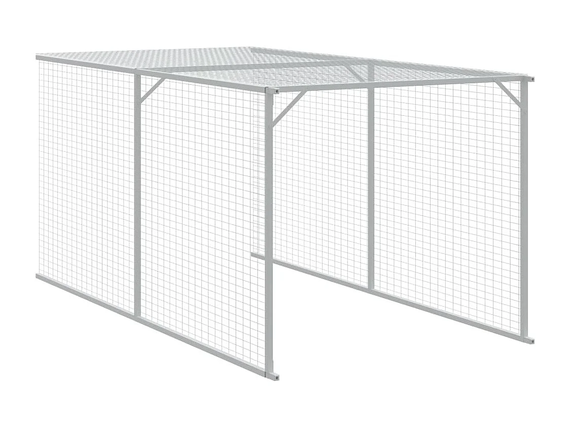 Gallinero con patio antracita 110x405x110 cm acero galvanizado