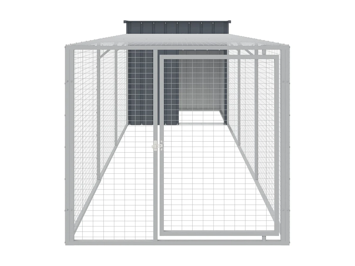 Poulailler avec cour anthracite 110x405x110 cm acier galvanisé
