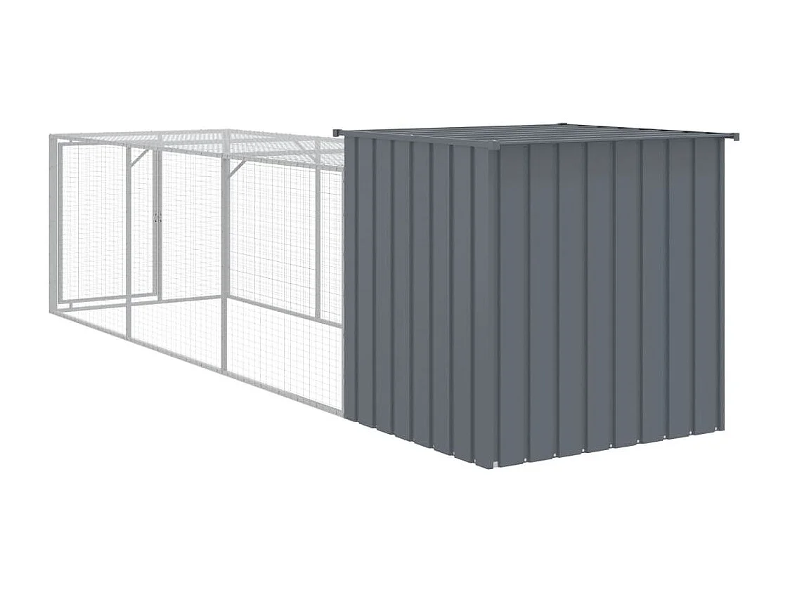 Poulailler avec cour anthracite 110x405x110 cm acier galvanisé