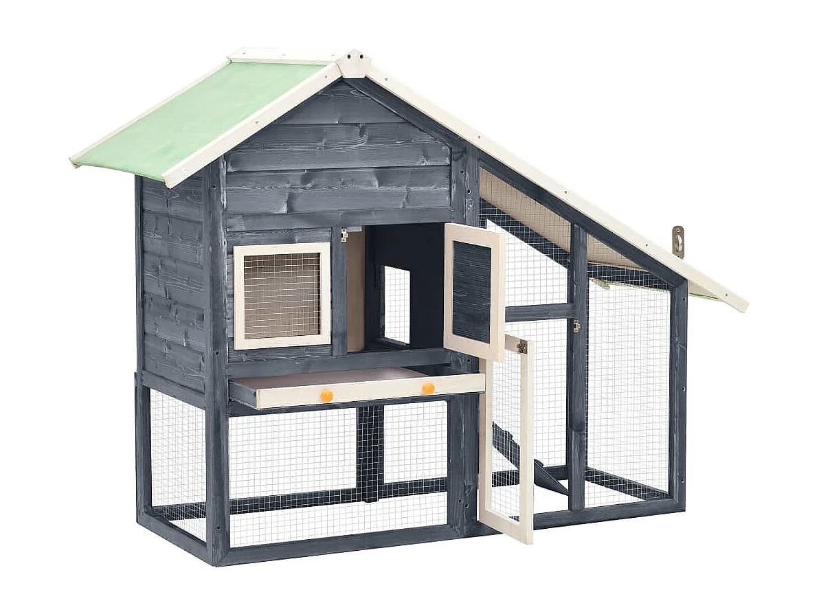 Credenza grigia e bianca 140x63x120 cm Legno massello di abete