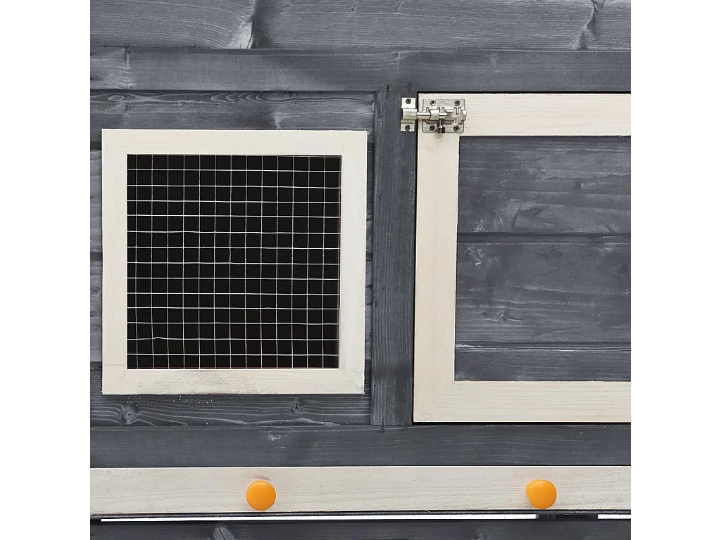 Clapier Gris et blanc 140x63x120 cm Bois de sapin massif