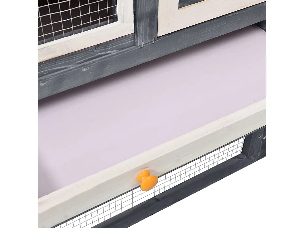 Clapier Gris et blanc 140x63x120 cm Bois de sapin massif