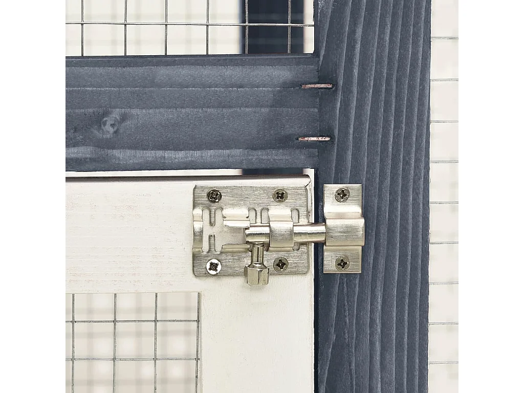 Clapier Gris et blanc 140x63x120 cm Bois de sapin massif