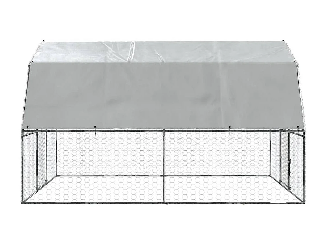 Cage à poules avec toit et porte argenté acier galvanisé