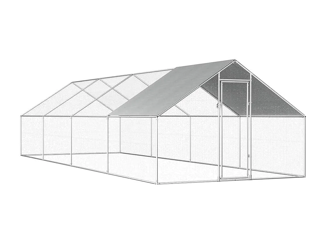 Galinheiro externo 2,75 x 8 x 1,92 m Aço galvanizado