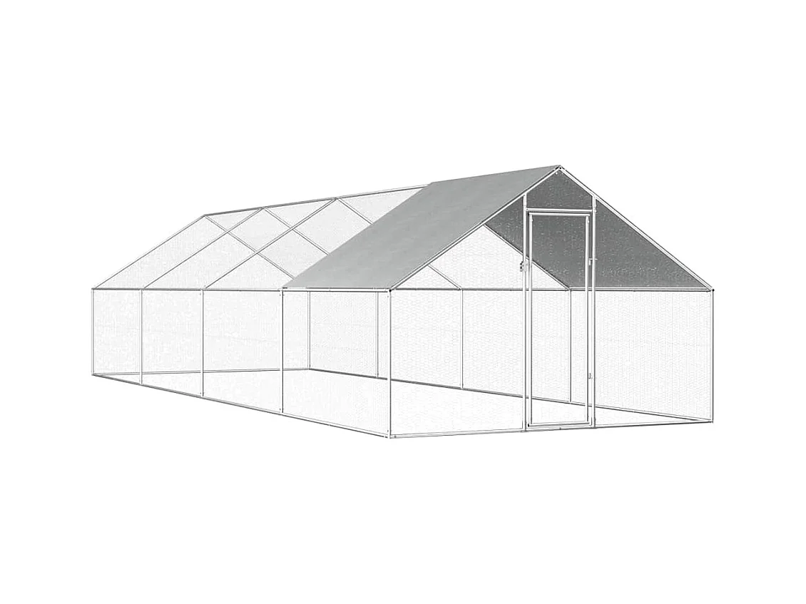 Poulailler d'extérieur 2,75 x 8 x 1,92 m Acier galvanisé