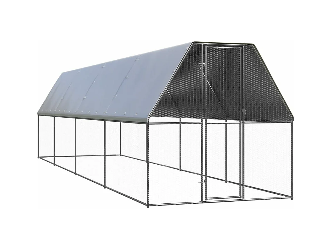 Poulailler d'extérieur 2x8x2 m Acier galvanisé