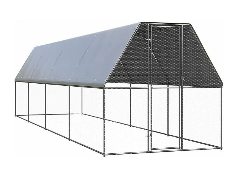 Pollaio da esterno 2x8x2 m Acciaio zincato