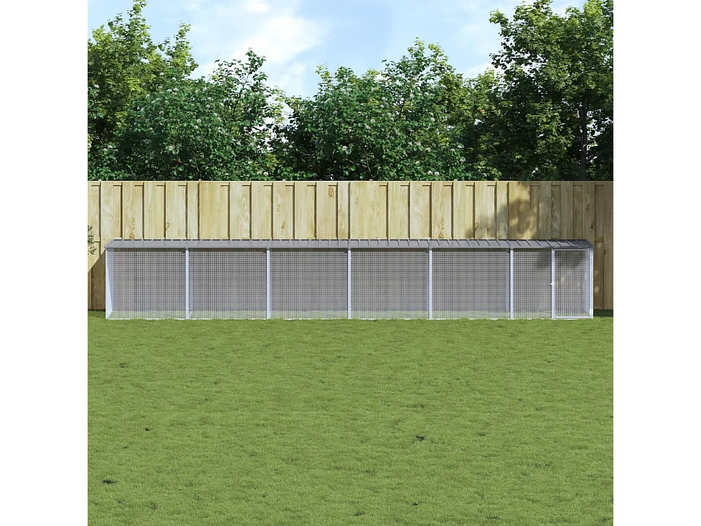 Gallinero con tejado gris claro 603x98x90 cm acero galvanizado