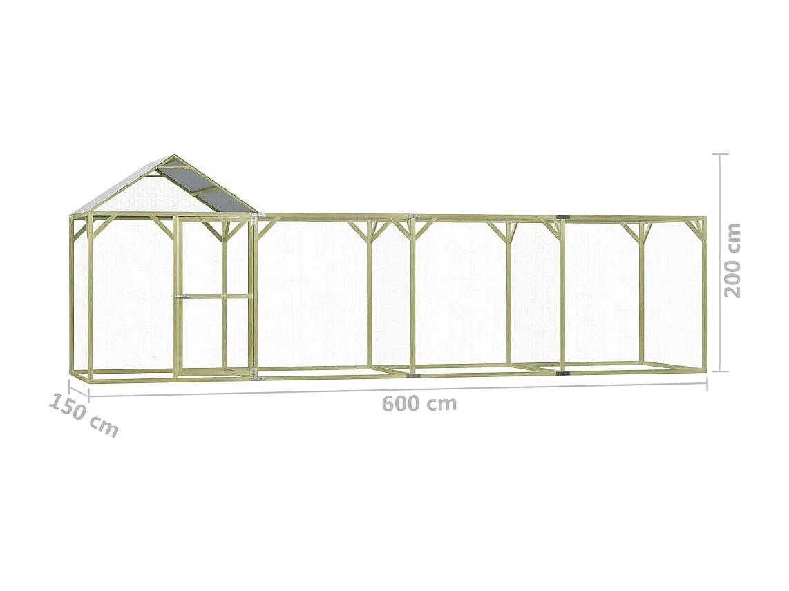 Galinheiro 6x1,5x2 m Madeira de pinho impregnada