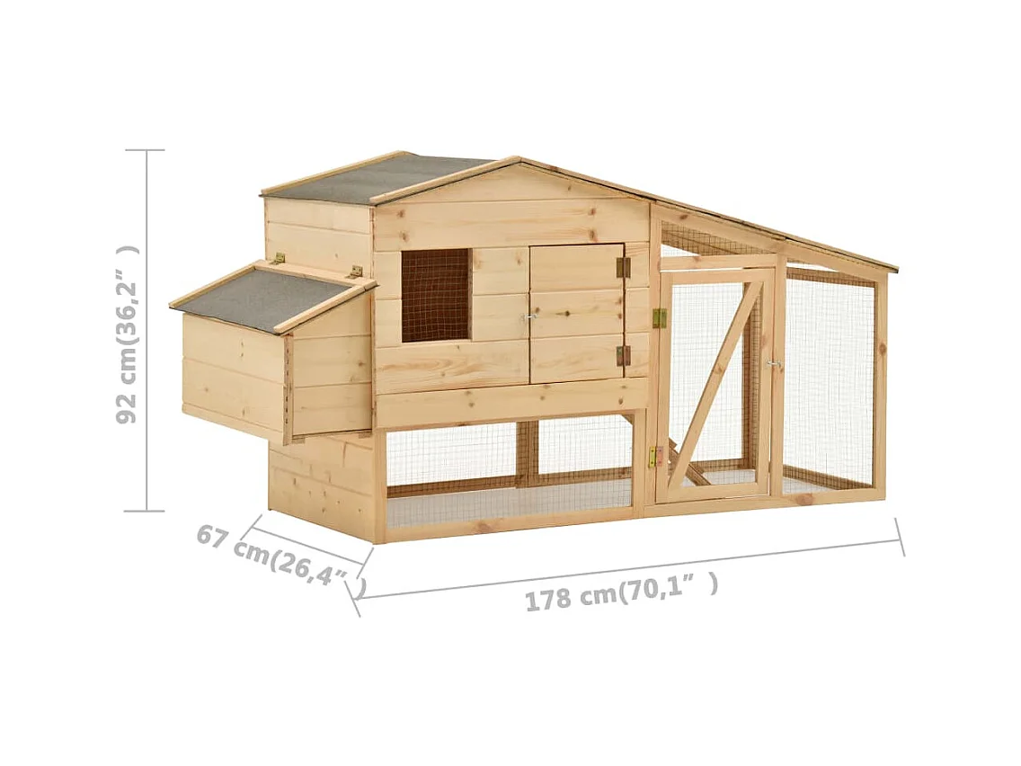 Poulailler Bois de pin massif 178x67x92 cm