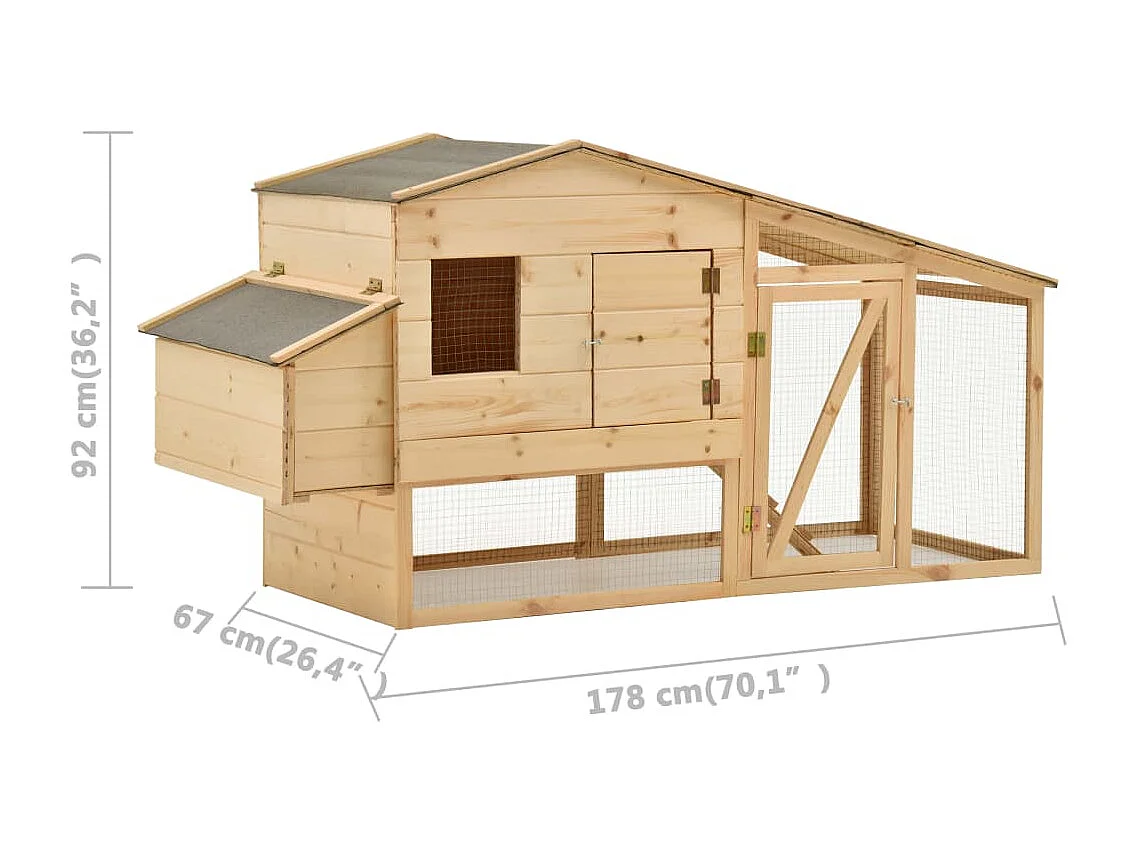 Kippenhok Massief grenenhout 178x67x92 cm