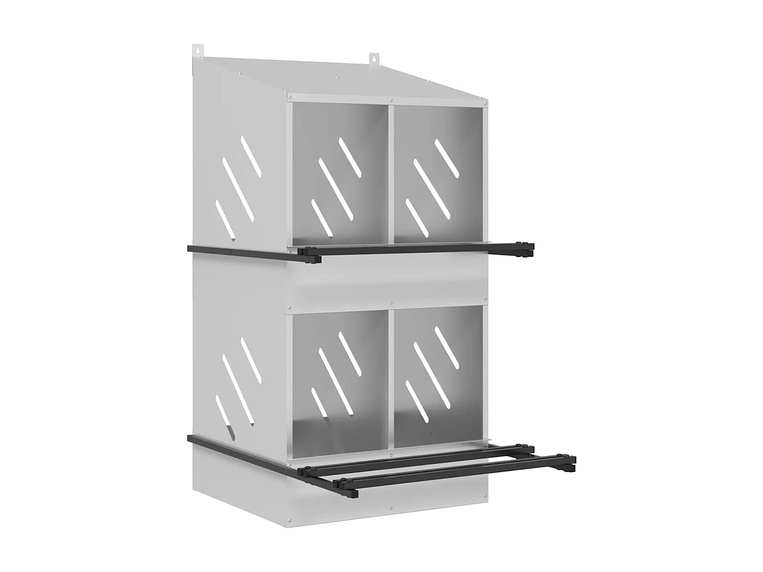 Caixa ninho para galinhas com 4 compartimentos Metal galvanizado prateado