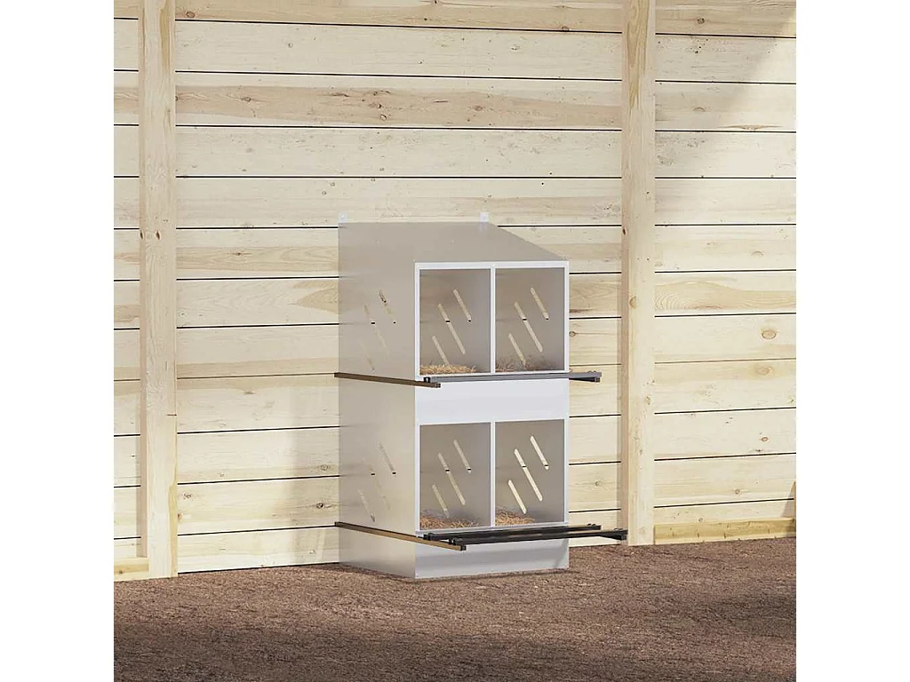 Caixa ninho para galinhas com 4 compartimentos Metal galvanizado prateado