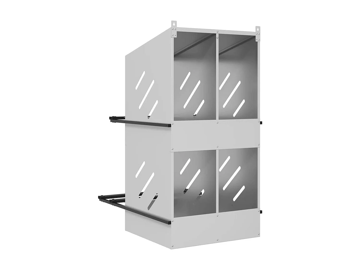 Caixa ninho para galinhas com 4 compartimentos Metal galvanizado prateado