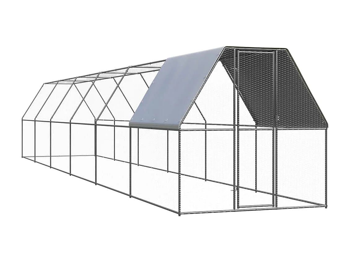 Pollaio da esterno 2x12x2 m Acciaio zincato