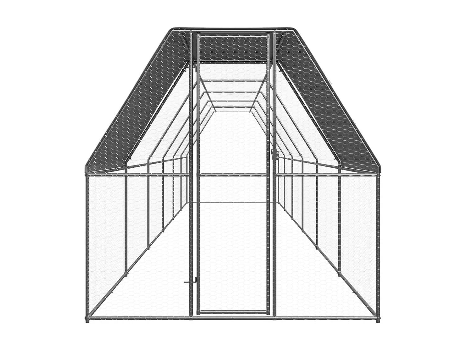 Pollaio da esterno 2x12x2 m Acciaio zincato